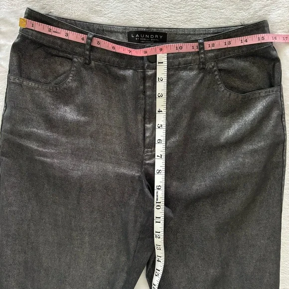 LAUNDRY by Shelli Segal Black Metallic Skinny Cropped Pants--EUC--8 - Picture 15 of 16